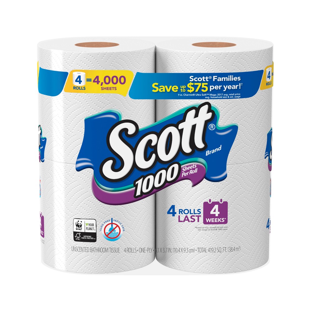 SCOTT BRAND 1000/4 ROLLOS     