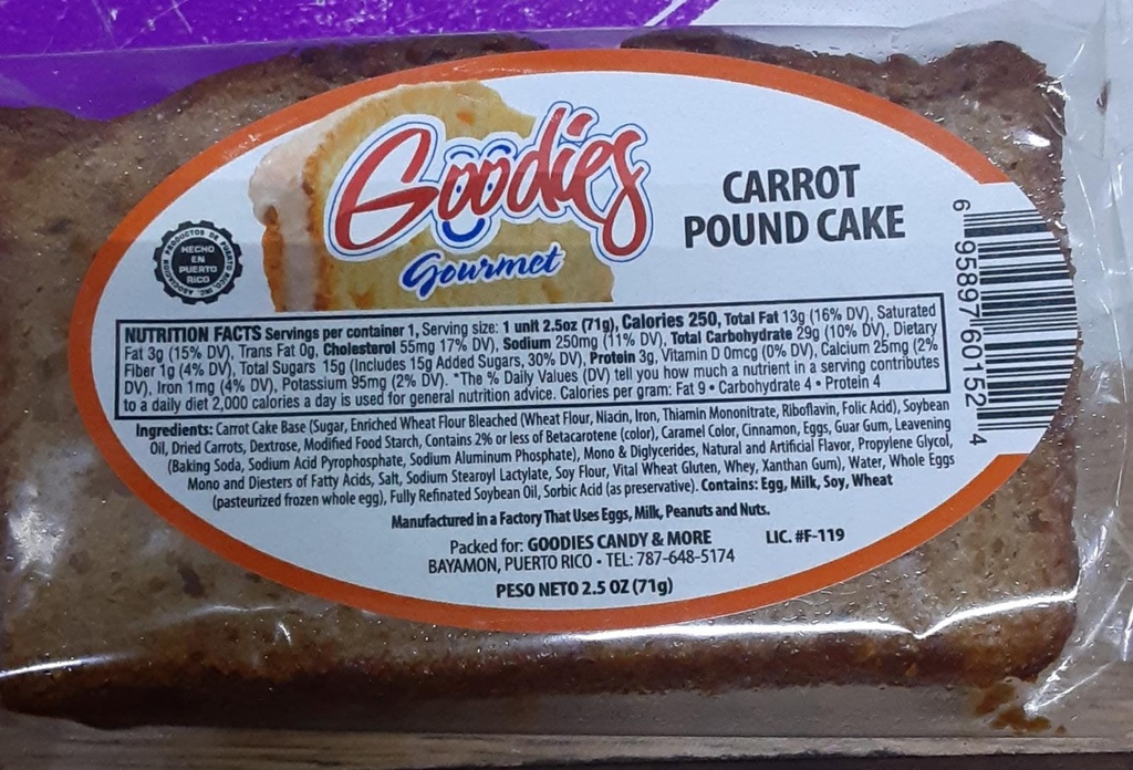 GOODIES CARROT POUND CAKE 2.5oz