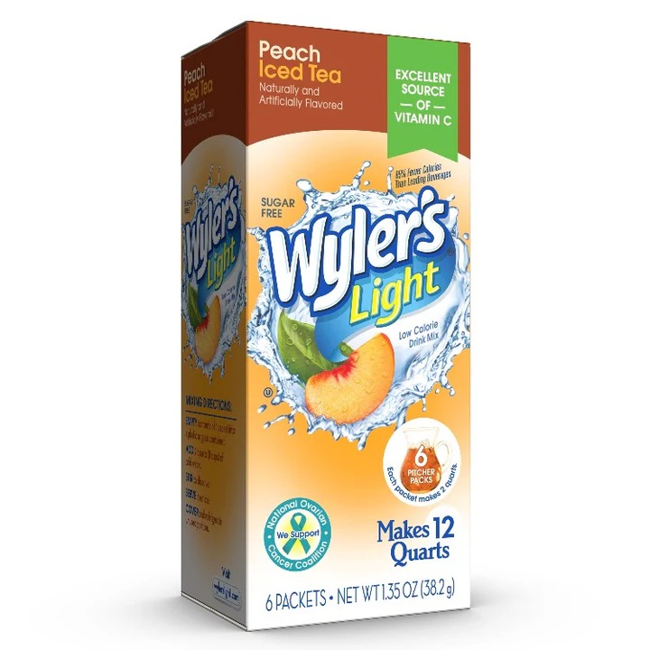 WYLER'S LIGHT PEACH ICED TEA PQT/6