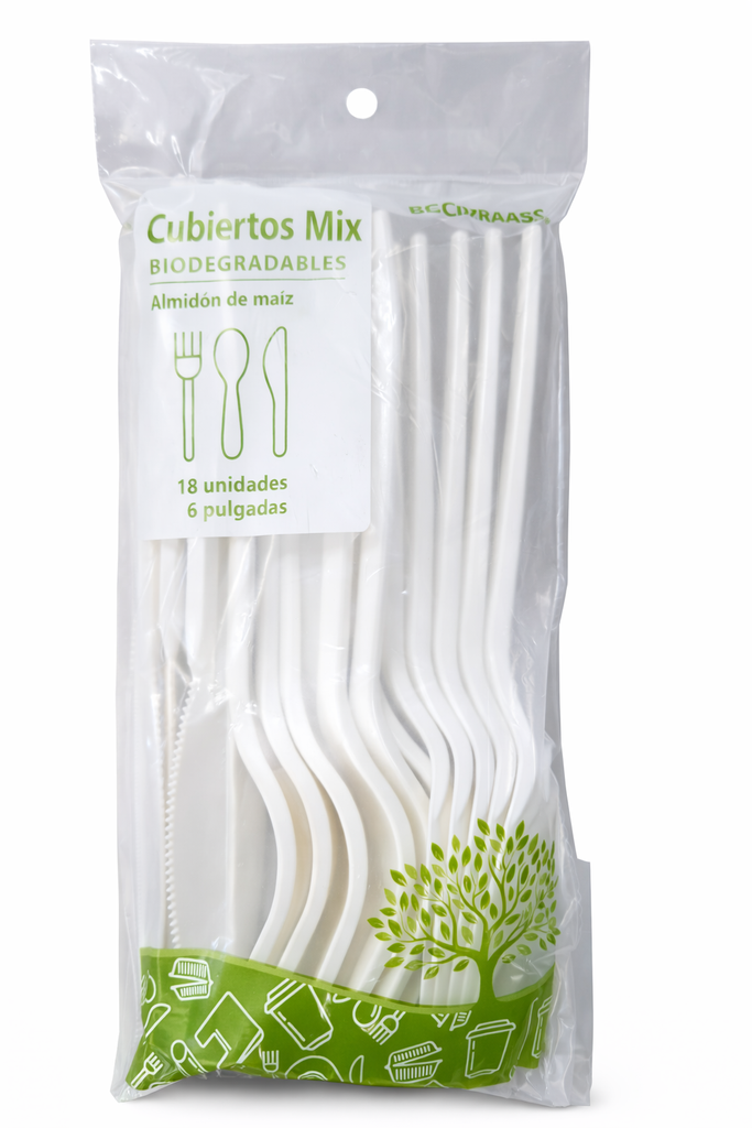 CUBIERTOS MIX BIODEGRADABLES 18ct