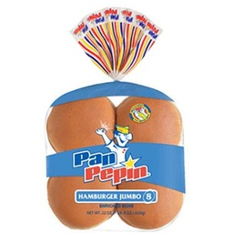 [2790] PAN PEPIN HAMBURGUER JUMBO PLAIN PQT/8  22oz
