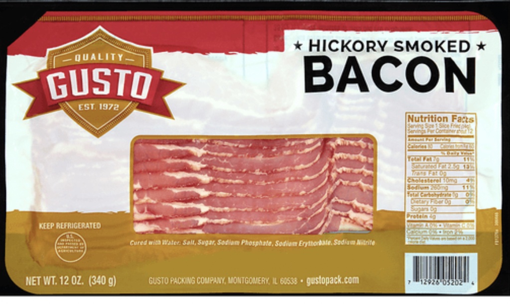 GUSTO HICKORY SMOKED BACON 12o