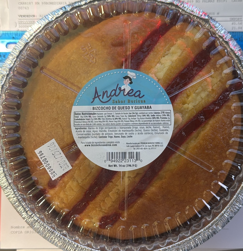 ANDREA BIZCOCHO PLATO QUESO GUAVA