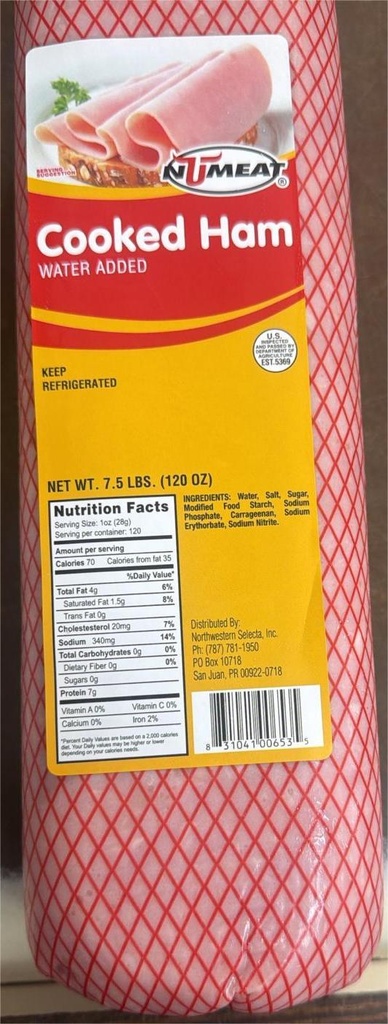 COOKED HAM NUMEAT 7.5LB  