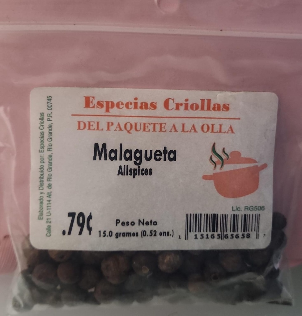 ESPECIAS CRIOLLAS MALAGUETA .38oz          