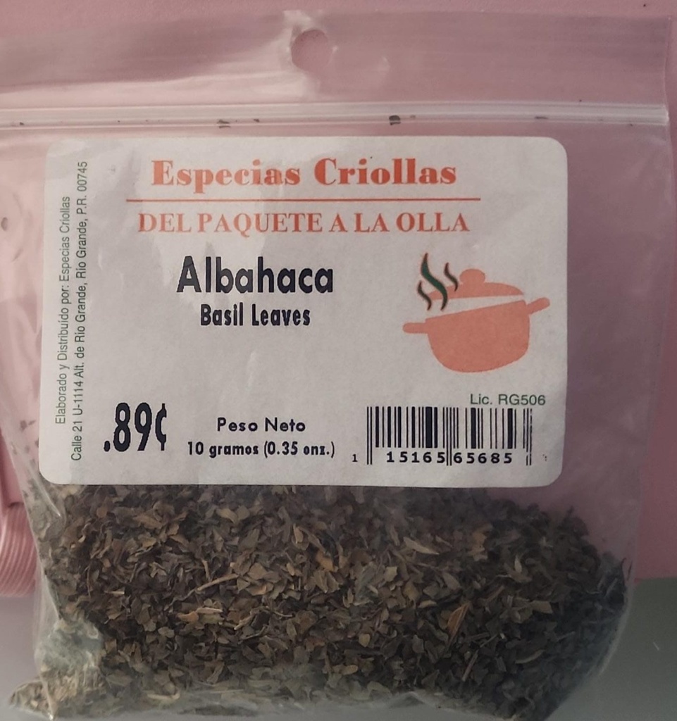 ESPECIAS CRIOLLAS ALBAHACA.38oz