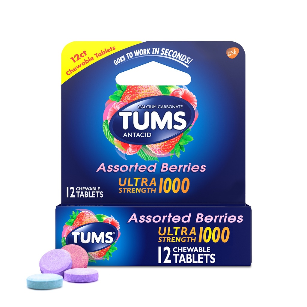 TUMS E.X BERRIES 12 TABLETAS  