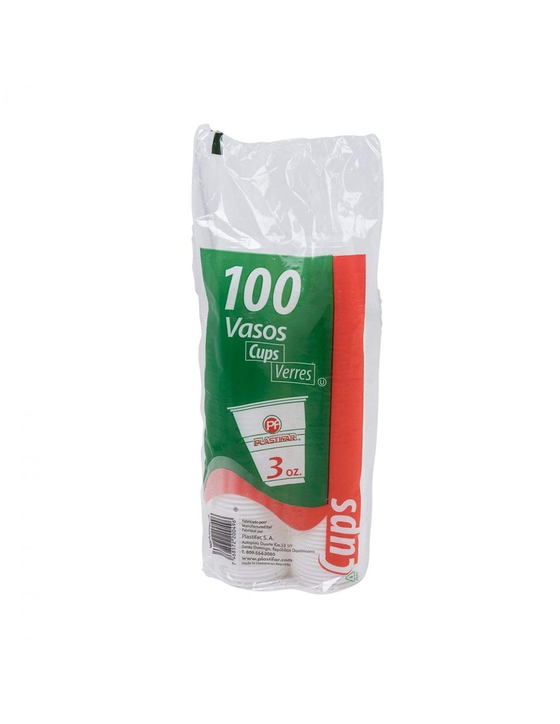 VASOS PLASTIFAR 100/3oz       