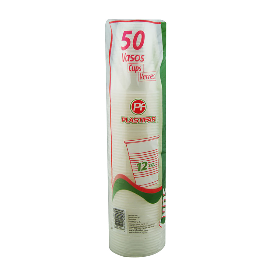 VASOS PLASTIFAR 12oz 50pz     