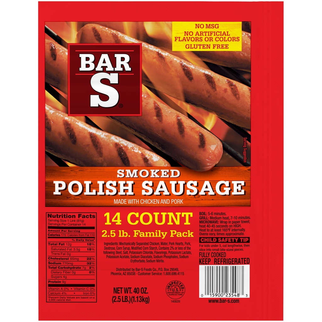 BARS SMOKED POLISH SAUSAGE 40oz