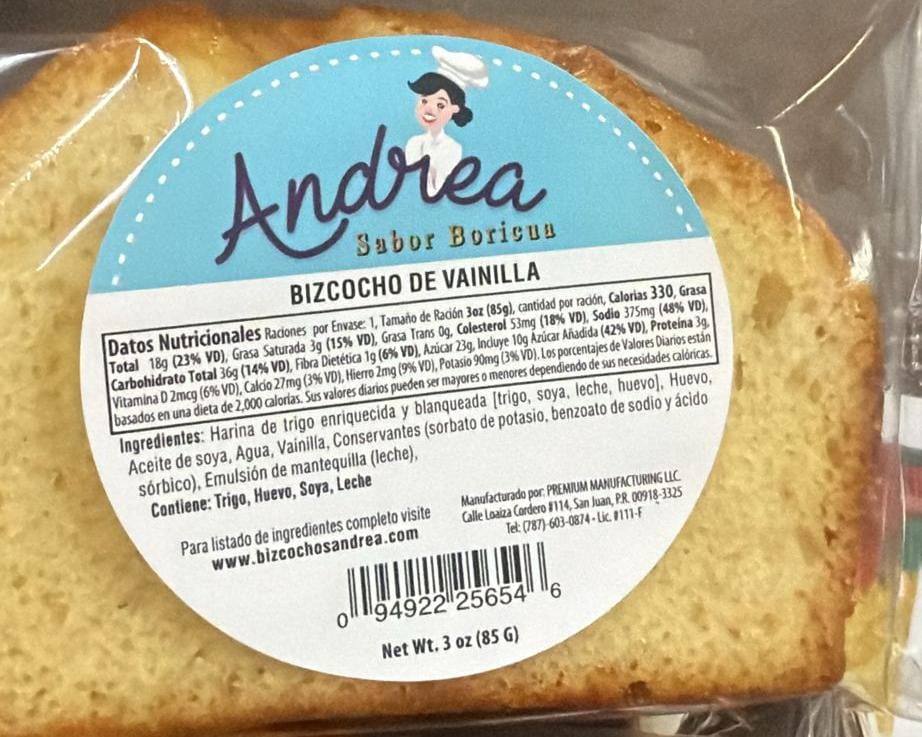 BIZCOCHO DE VAINILLA ANDREA 3oz