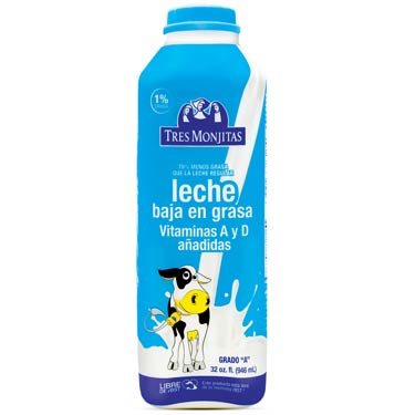 TRES MONJITAS LECHE LOW FAT 32oz
