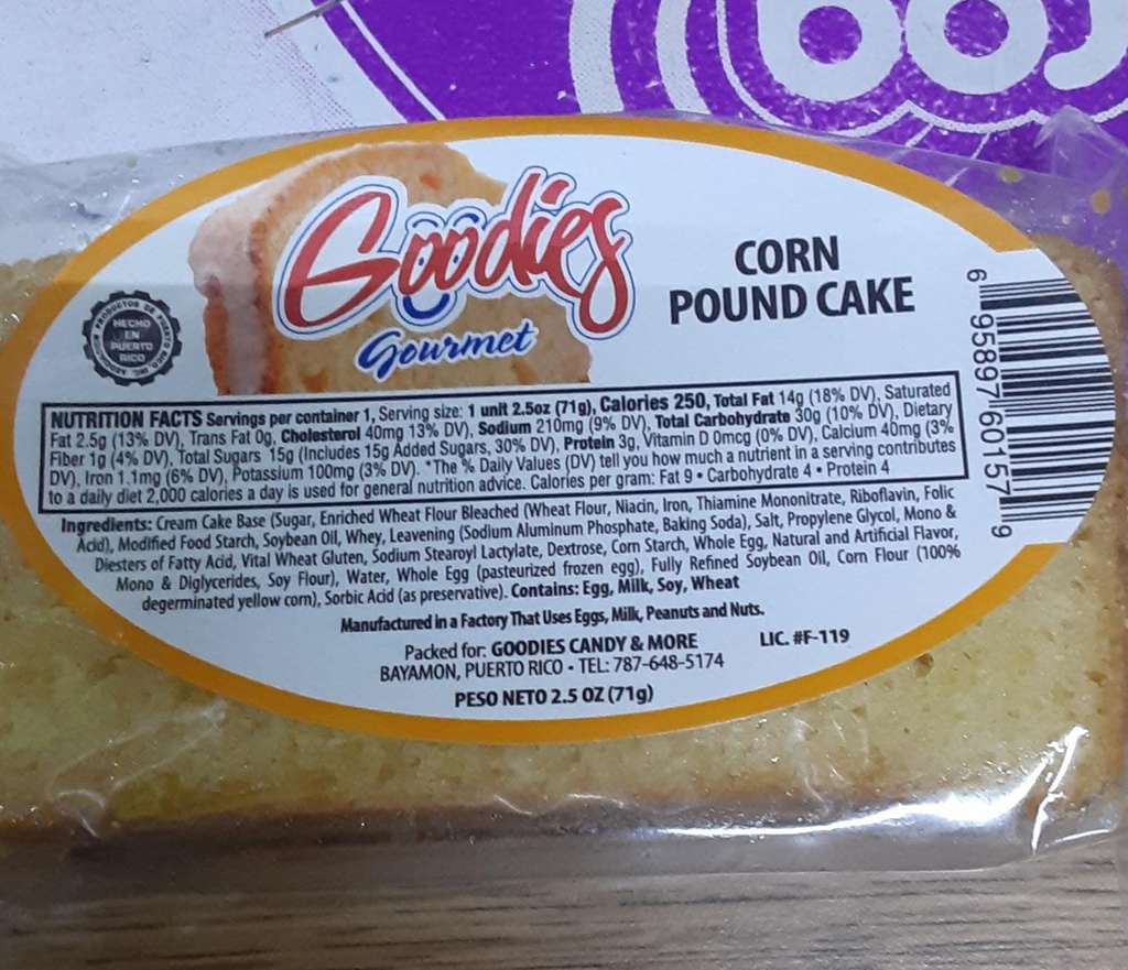 GOODIES CORN POUND CAKE 2.5oz