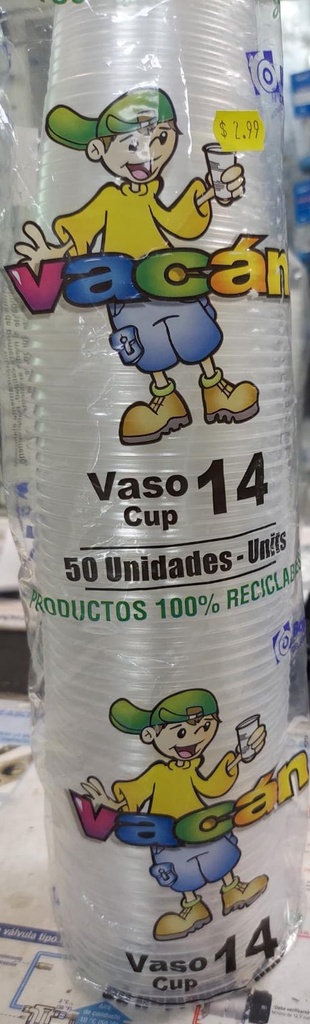 VASOS PLASTICOS VACAN 14oz PQ50