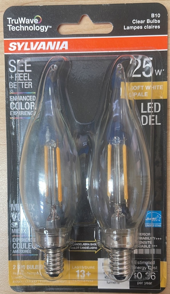 SYLVANIA 2PK BULBS 25W