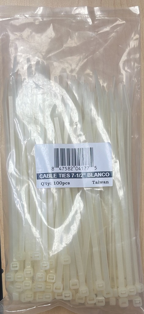 STRAP 7 1/2" BLANCO TRANS FINO 100pc