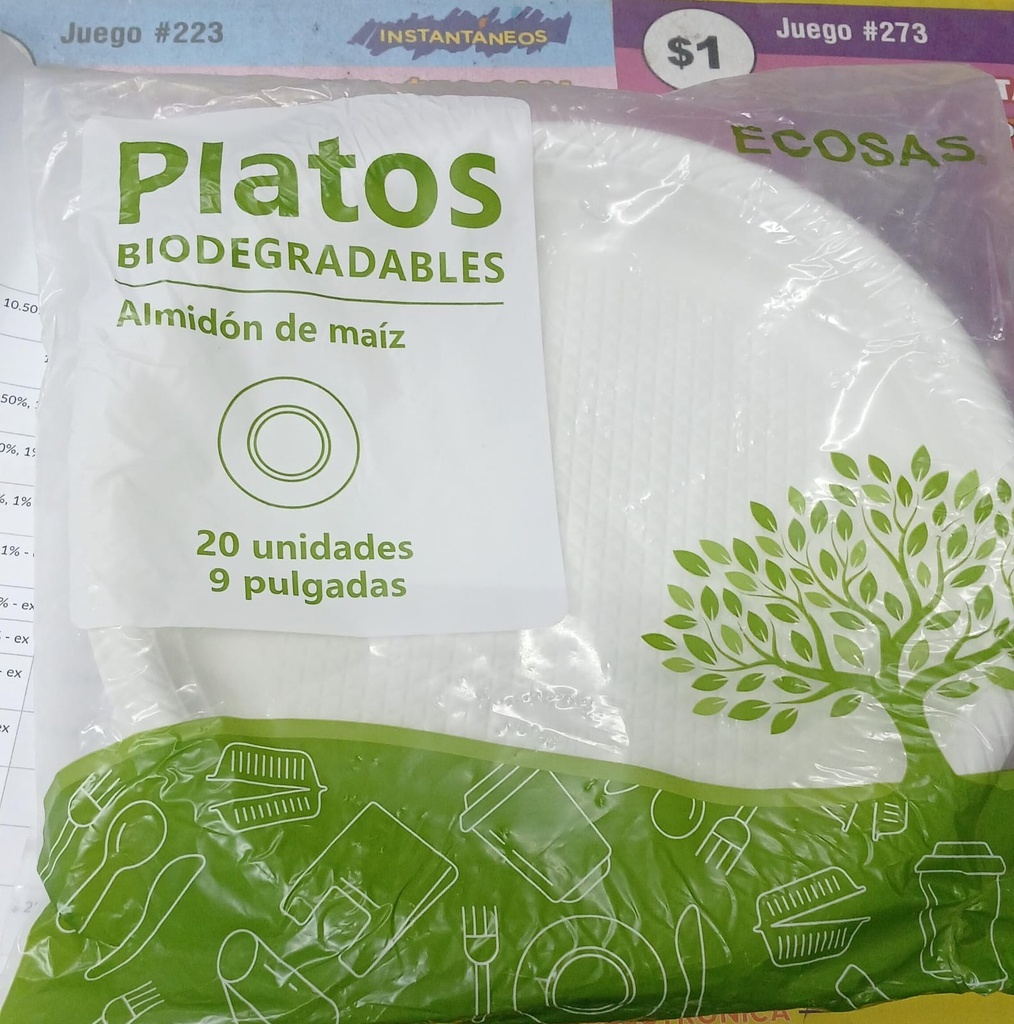 ECOSAS PLATOS BIO 9" 20ct