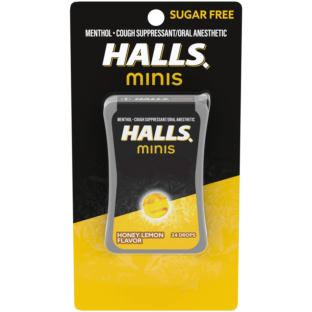 HALLS MINIS HONEY LEMON SF  PQT/24    