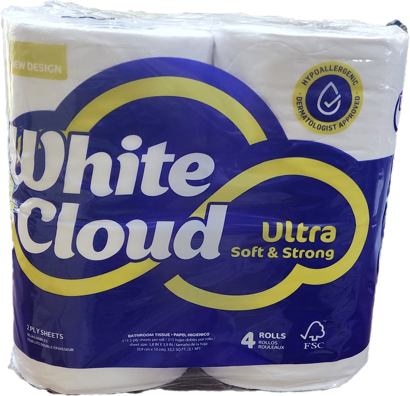 PAPEL BAÑO WHITE CLOUD 4 ROLL