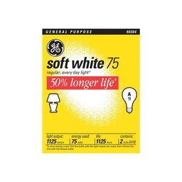 [12373] BOMBILLAS GE SUAVE BLANCO 75w 