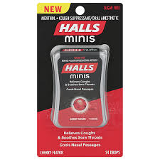 [2122] HALLS MINIS CHERRY PQT/24  